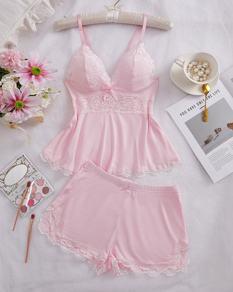 High Slit Lacy Short 2-Piece Set
