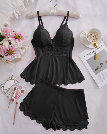 High Slit Lacy Short 2-Piece Set