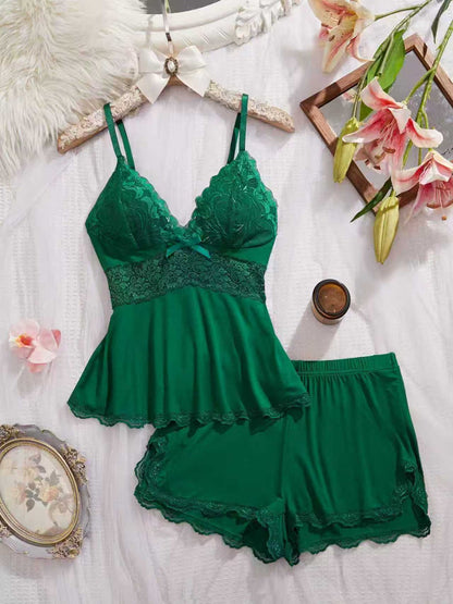 High Slit Lacy Short 2-Piece Set