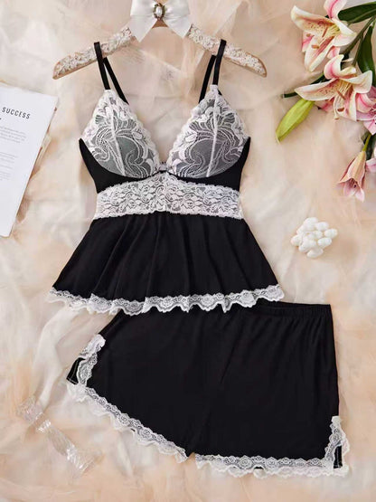 High Slit Lacy Short 2-Piece Set