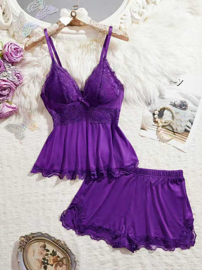 High Slit Lacy Short 2-Piece Set