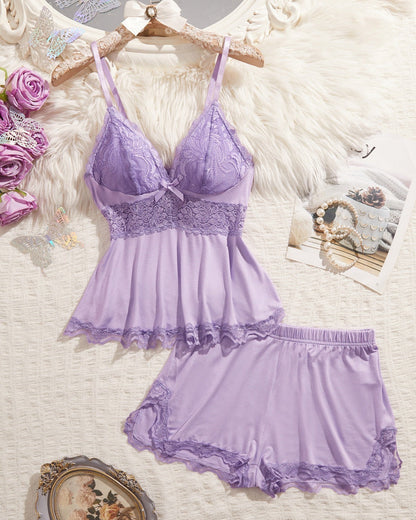 High Slit Lacy Short 2-Piece Set