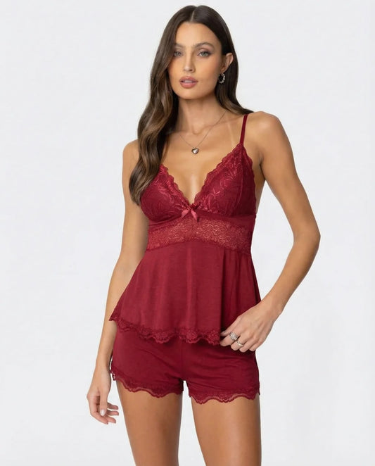 High Slit Lacy Short 2-Piece Set