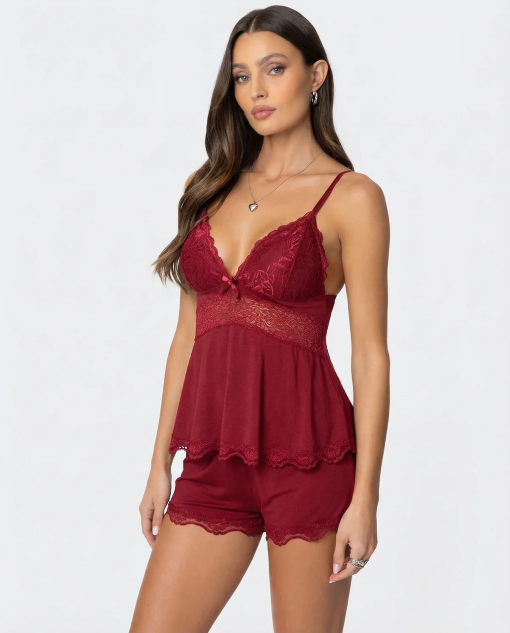 High Slit Lacy Short 2-Piece Set