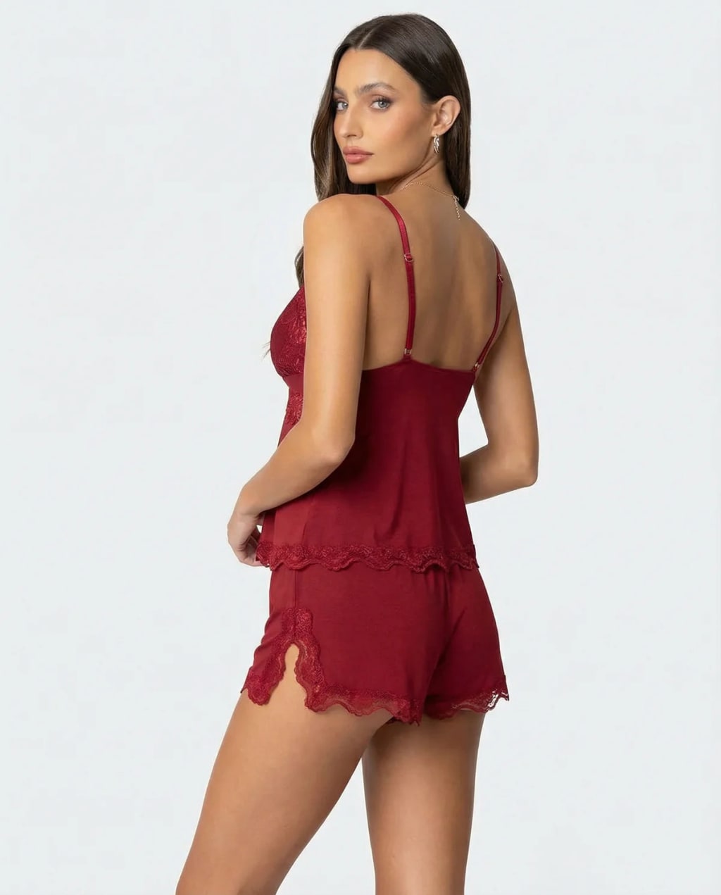 High Slit Lacy Short 2-Piece Set